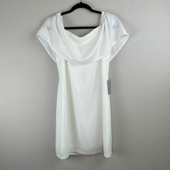 Charles Henry Ivory White Off the Shoulder Ruffle Mini Summer Dress Large NWT - Picture 11 of 12